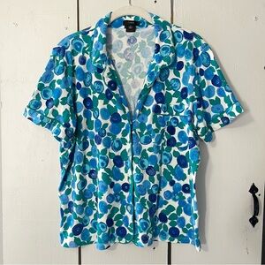 J .Crew Pajama Set Shirt & Short Floral Blue Large